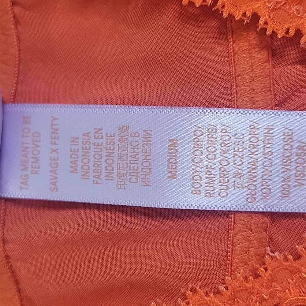 Savage X Fenty Dolled Up Sleep Cami Spiced Orange with Lace Cheeky - Picture 13 of 15